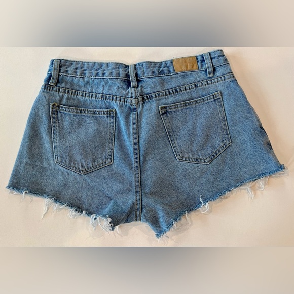 PINKYOTTO Denim Shorts New York Denim Frayed Skort Pockets Y2K - Picture 2 of 11